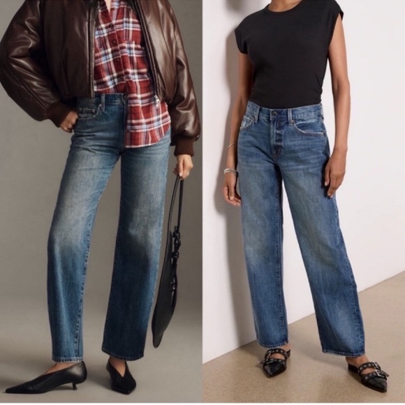 Evereve Denim - Evereve Pistola Lexi Mid Rise Bowed Barrel Leg Straight Jeans